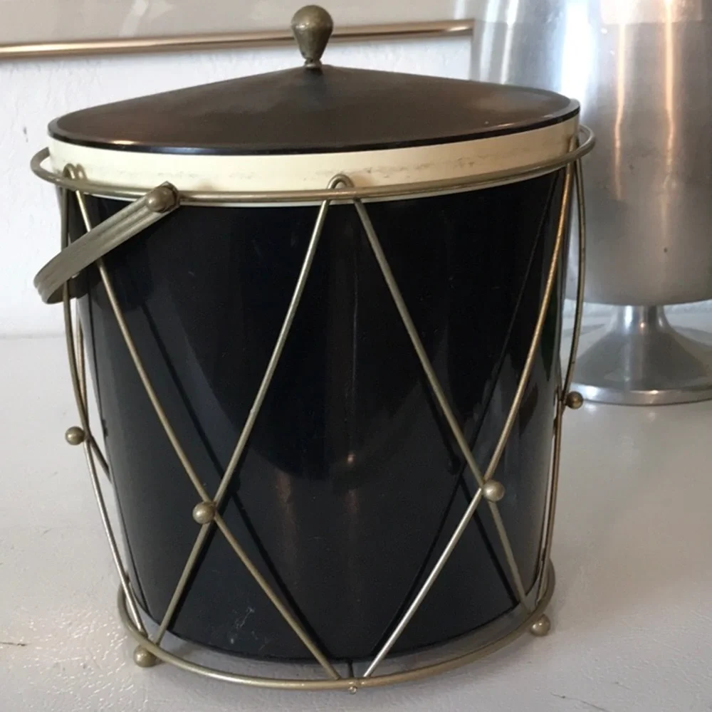 Thermos Insulated Ice Tub Mid Century Modern Ice Bucket Removable Holder
